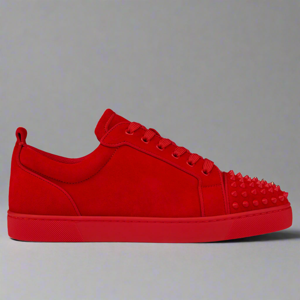Louboutin Junior Spikes Low Red Velvet