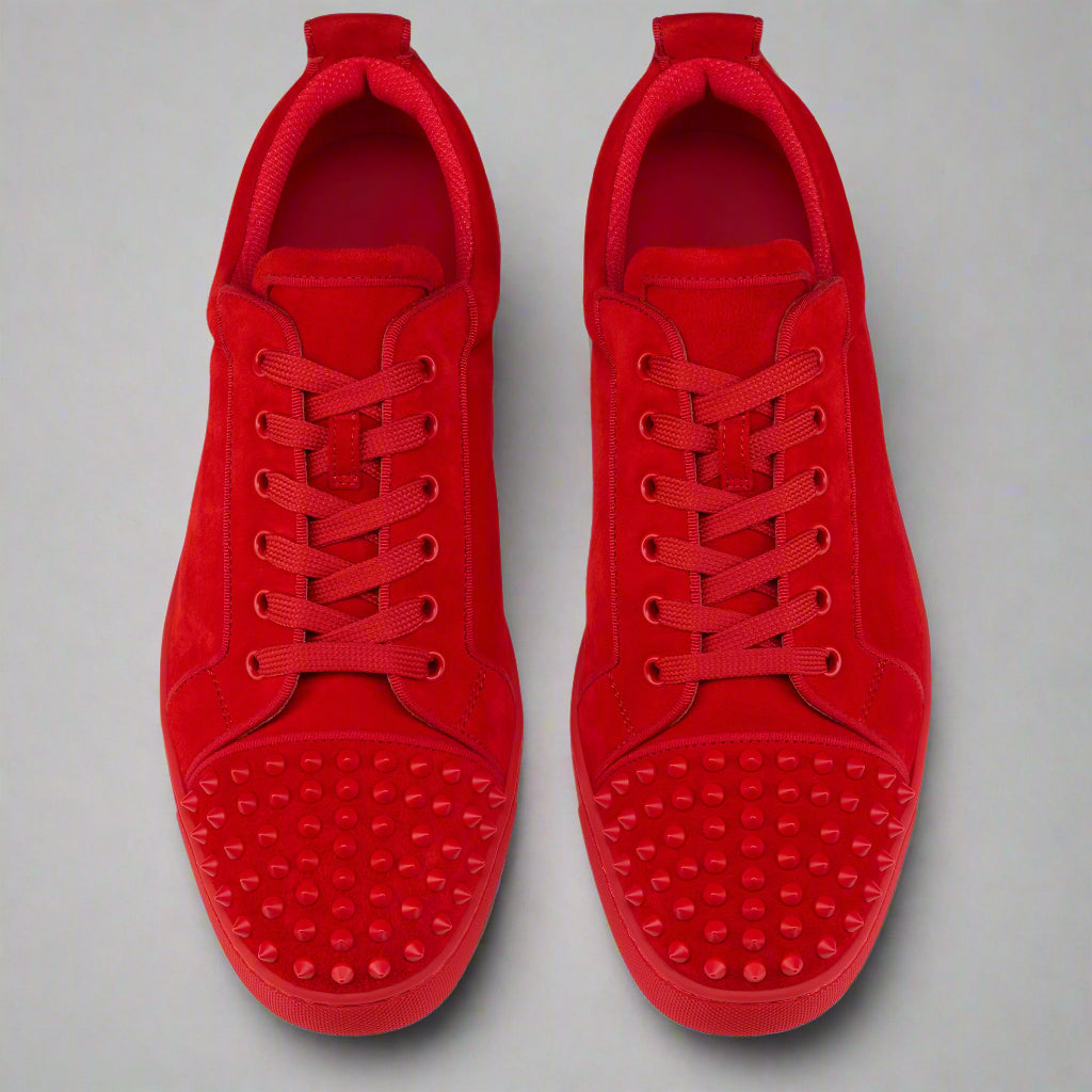 Louboutin Junior Spikes Low Red Velvet