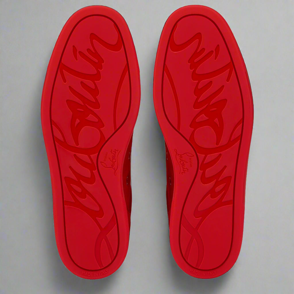 Louboutin Junior Spikes Low Red Velvet