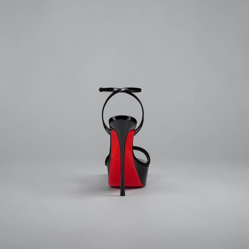 Louboutin Loubi Queen Alta Patent Black Calf Leather