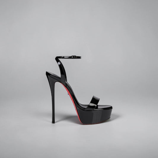 Louboutin Loubi Queen Alta Patent Black Calf Leather