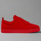 Louboutin Junior Spikes Low Red Velvet