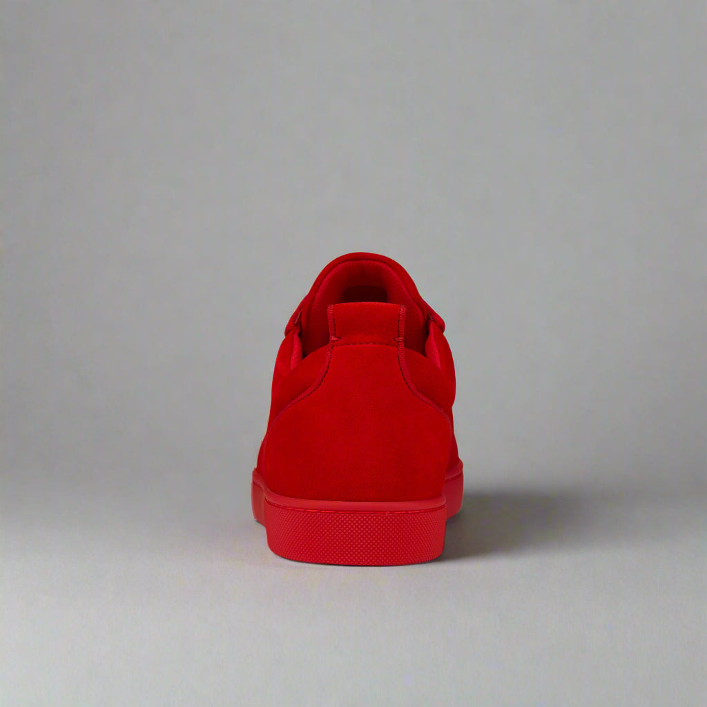 Louboutin Junior Spikes Low Red Velvet