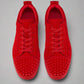 Louboutin Junior Spikes Low Red Velvet