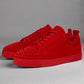 Louboutin Junior Spikes Low Red Velvet