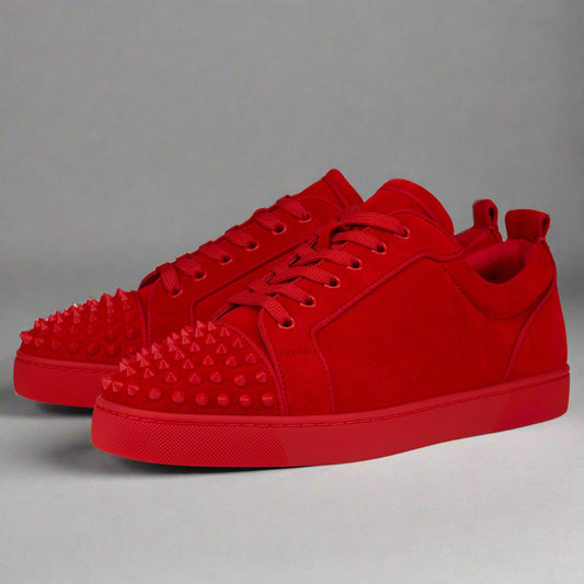 Louboutin Junior Spikes Low Red Velvet
