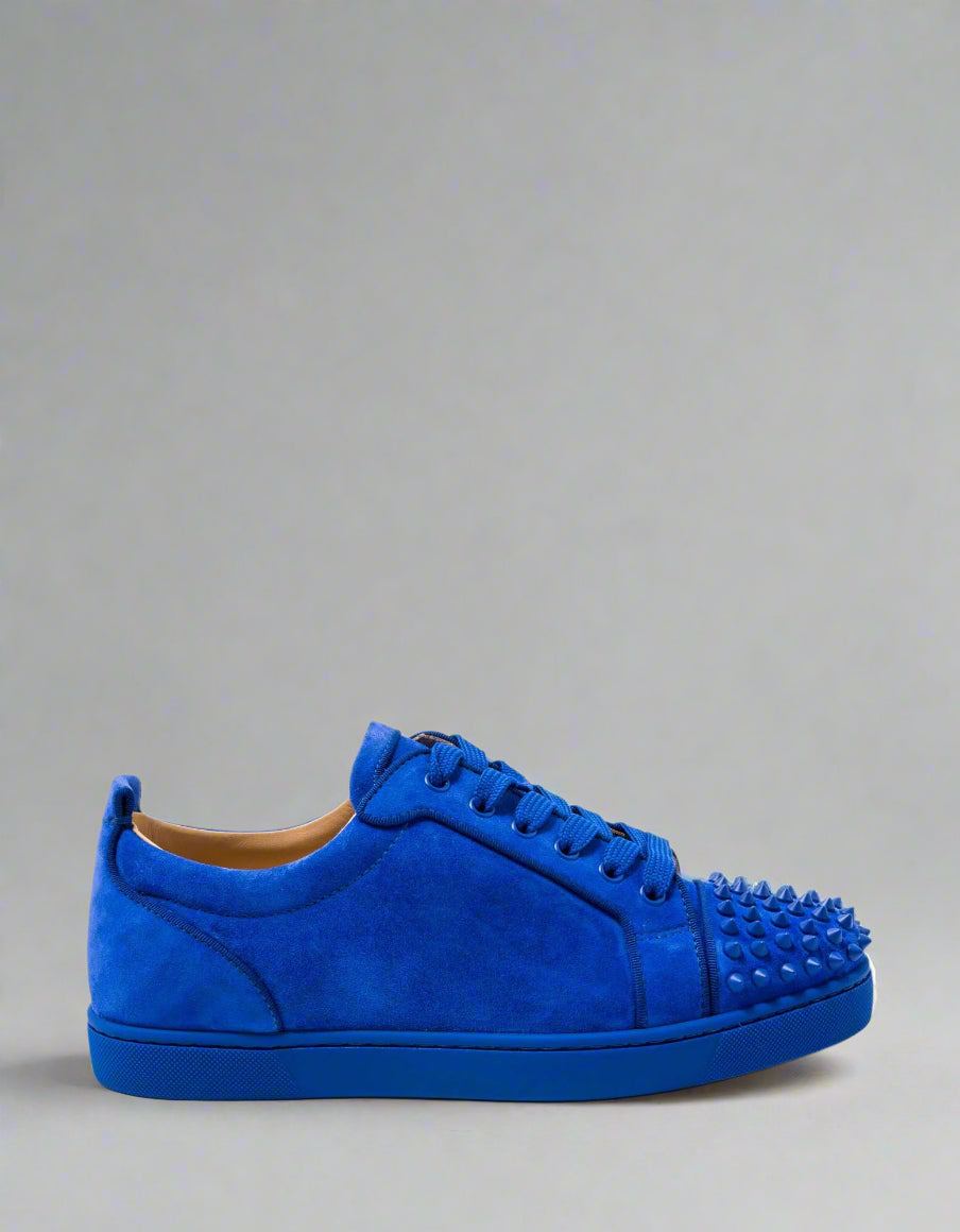 Louboutin Junior Spikes Low Blue Velvet